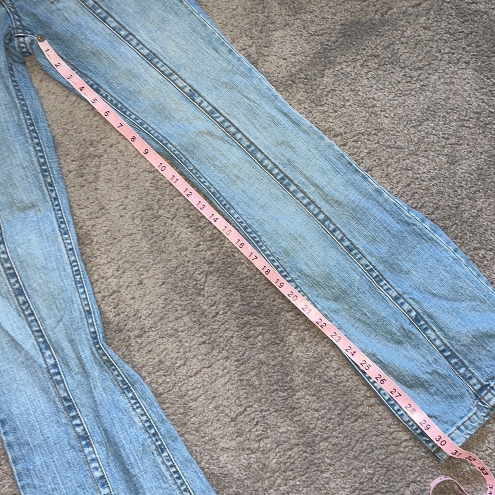 INDUSTRIAL COTTON BLUE JEANS JUNIOR SIZE 7 VINTAGE RARE EMBROIDERED BELT LOOPS - Picture 11 of 17